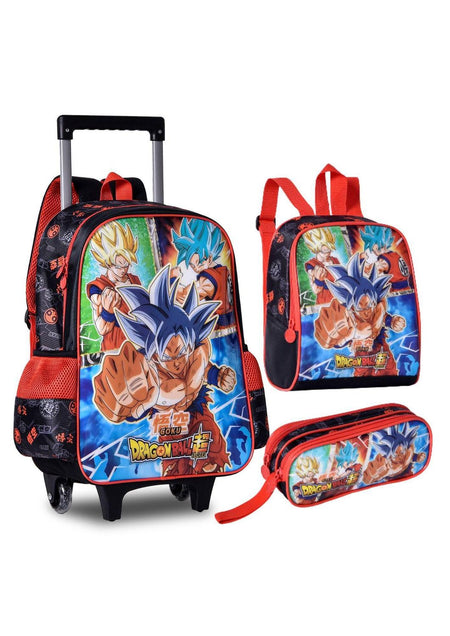 Kit Mochila Carrinho, Lancheira e Estojo Dragon Ball Super DB23109KT - Clio