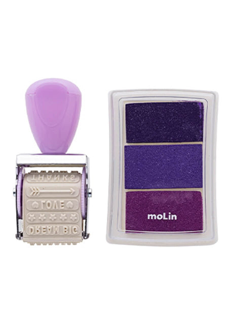 Carimbo Rotativo Lilás 12 Imagens Com Estojo 4 Cores 23211 - Molin