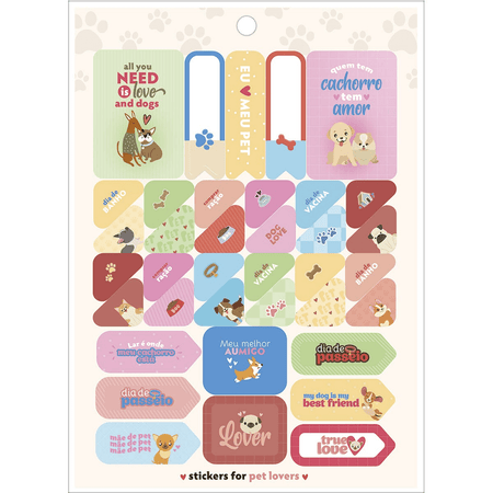 Bloco de Adesivos P/ Planner Decorados Pets 12 Folhas 34892 - Tilibra