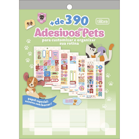 Bloco de Adesivos P/ Planner Decorados Pets 12 Folhas 34892 - Tilibra