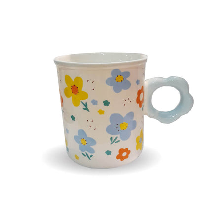 Caneca de Cerâmica Flor Azul 400ml 8903 - Fina Ideia