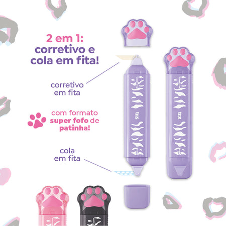 Fita Corretiva + Cola Em Fita Holic Pets Patinha 902757