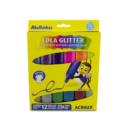 Cola Colorida 23gr c/ Gliter 12 Cores 02922 - Acrilex
