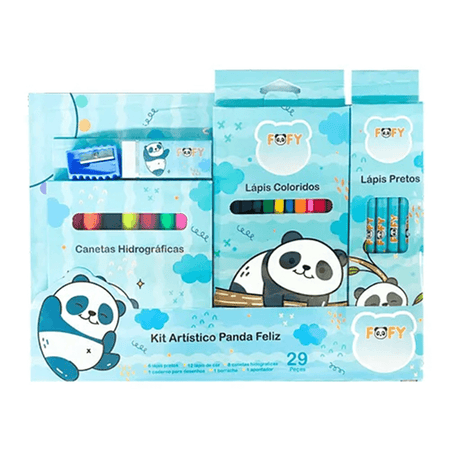 Kit Artístico 29 Peças Panda Feliz FF6055 - Fofy
