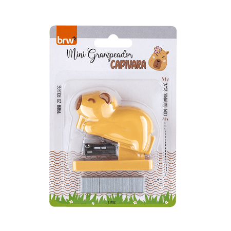 Mini Grampeador Plástico Capivara + Grampos 26/6 GP0108 - BRW