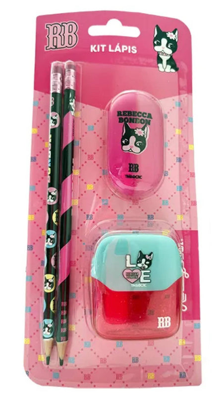 Kit Escolar Lápis Borracha e Apontador Rebecca Bonbon RB1206