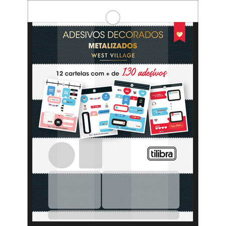 Bloco de Adesivos Decorados Metalizados 12 Folhas West Village 31697 - TILIBRA