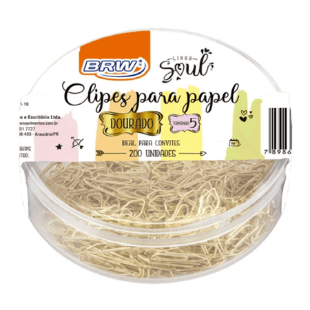 Clips Para Papel Mini Dourado c/ 200UN CL0501 - BRW