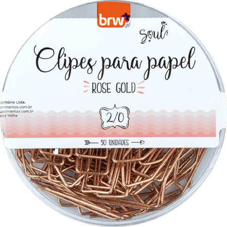 Clips Para Papel Rose Gold 2/0 com 50 Unidades CL2053 - BRW