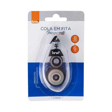 Cola em fita transparente 8mm x 6 m CO0200 - BRW