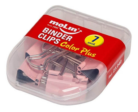 Clips Metálico Para Papel Binder Rosa Kit c/7 - 25 mm 23040 - Molin