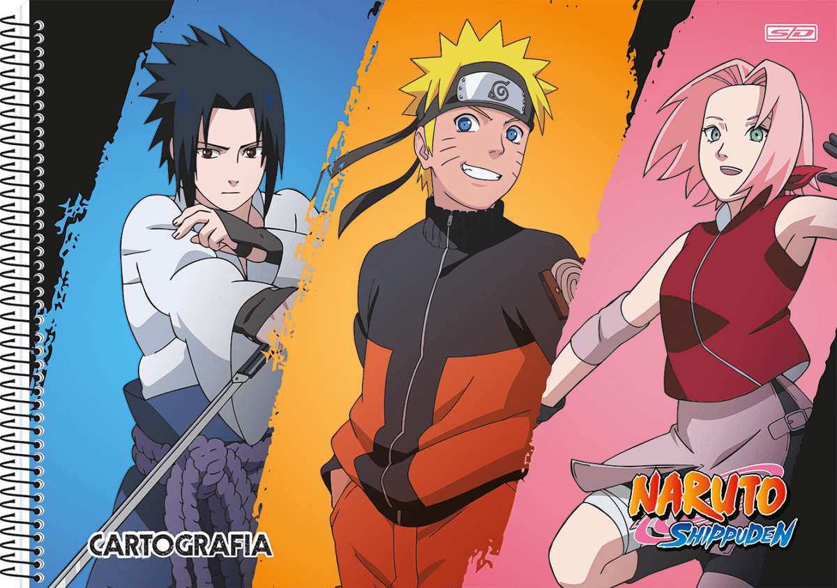 Caderno Cartografia e Desenho Espiral Capa Dura Naruto 60 folhas São D –  Jessica Presentes