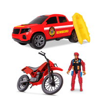 Bombeiro Kit Resgate Pick-Up e Moto 0040 - Samba Toys