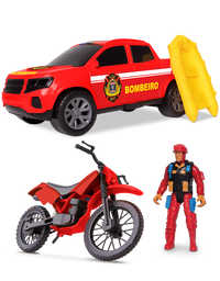 Bombeiro Kit Resgate Pick-Up e Moto 0040 - Samba Toys
