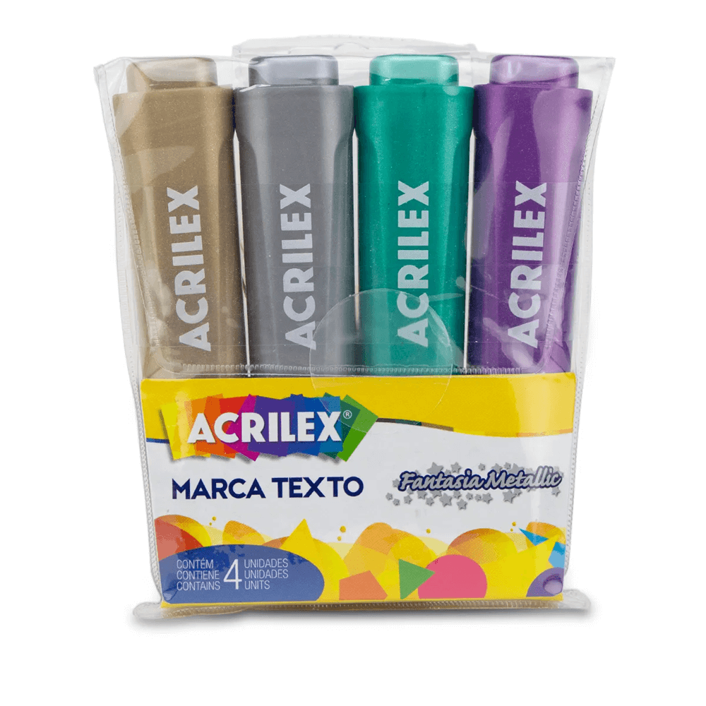 Marca Texto Fantasia Matallic c/ 4 Cores 06709 - Acrilex