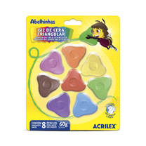 Giz de cera Triangular com 8 Cores Lavável 09324 - Acrilex