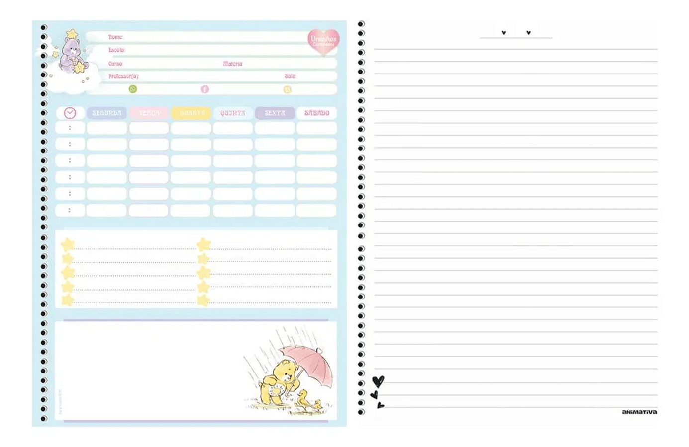 Caderno Colegial 80Fls. Ursinhos Carinhosos 10301 - Animativa