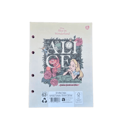 Refil para caderno Argolado Alice In Wonderland 80Fls. 10827 - Animativa