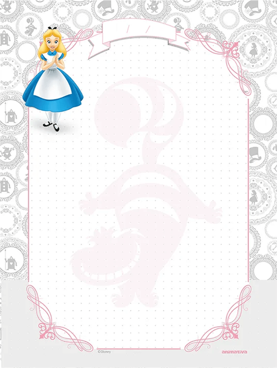 Caderno Colegial Alice in Wonderland Costurado 160 Folhas 10831 - Animativa