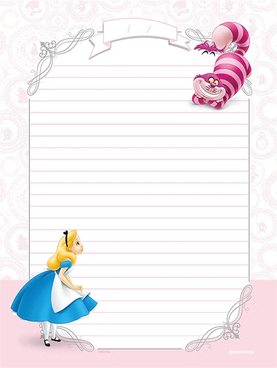 Caderno Colegial Alice in Wonderland Costurado 160 Folhas 10831 - Animativa