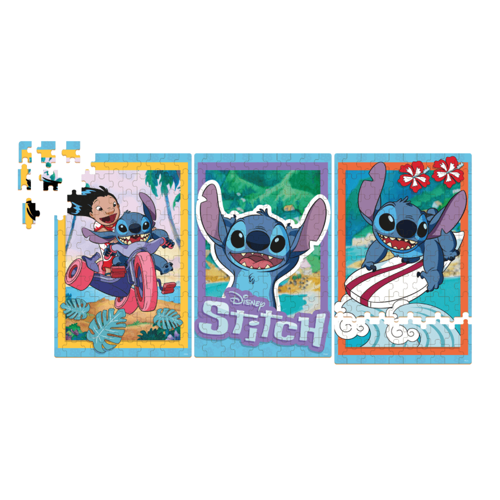 Quebra Cabeça Stitch 3 Cenas 300 Peças 1222.1 - Xalingo