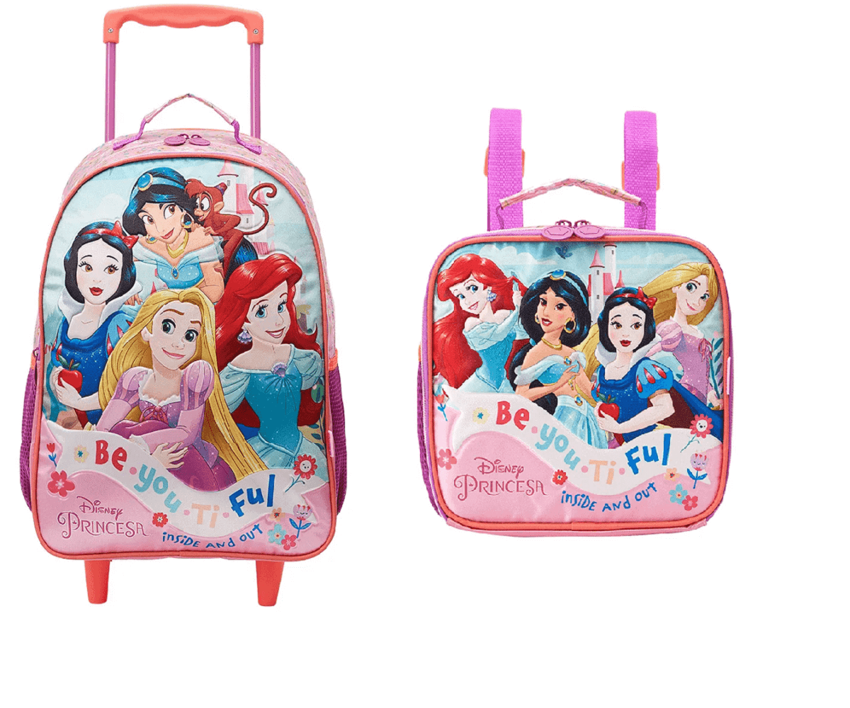 Mochila de Carrinho com Lancheira Princesas 13150/13154 - Xeryus