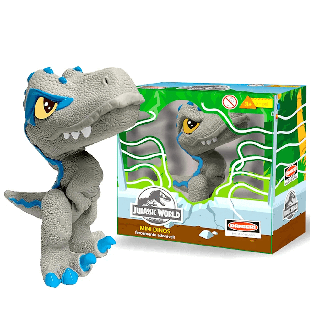 Mini Baby Dino Jurassic World Blue Cinza 1478 - Pupee