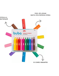 Giz Colorido Risque E Apague com 10 Cores 14985 - BUBA
