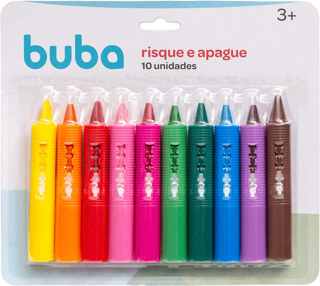 Giz Colorido Risque E Apague com 10 Cores 14985 - BUBA