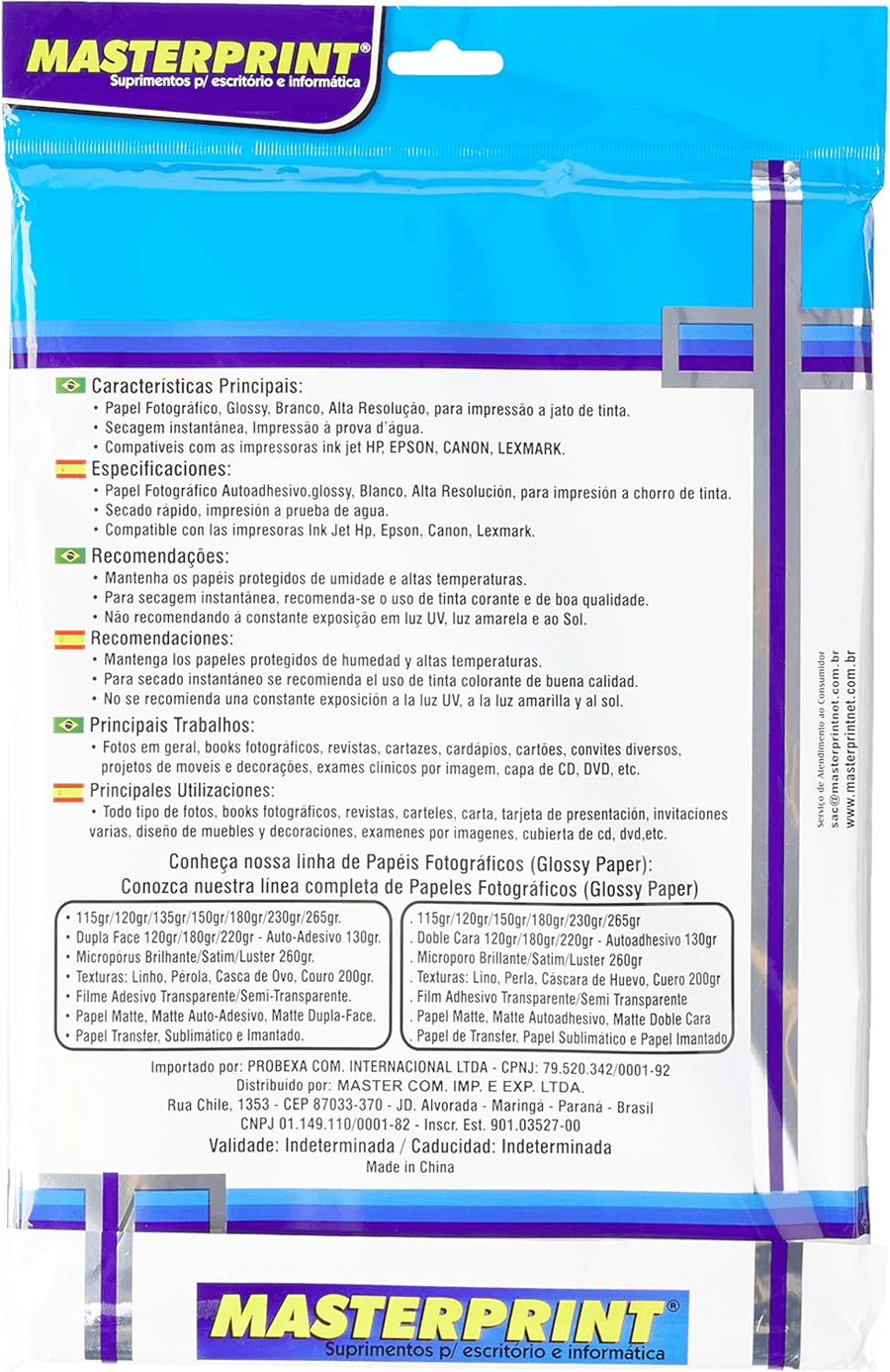 Papel Fotográfico Glossy 50 Folhas 150 Gramas Brilhoso - Masterprint