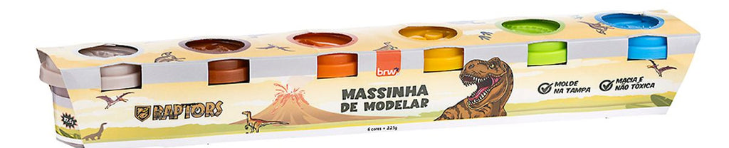 Massinha De Modelar Raptor Dinossauro 6 Cores MM2160 - BRW