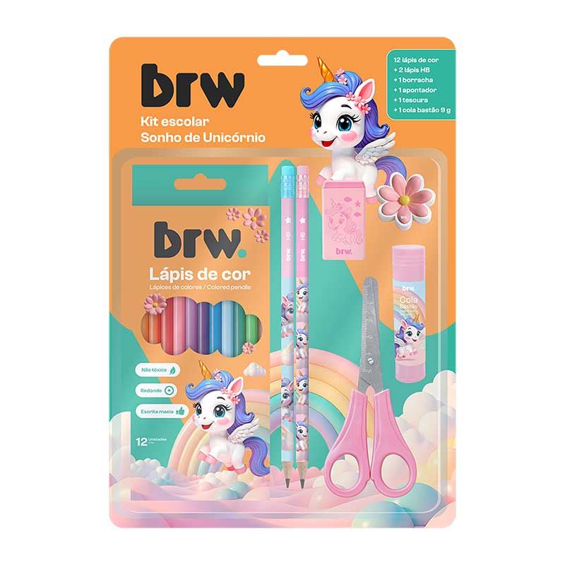 Kit Escolar Sonho de Unicórnio 18 Unid KT1022 - BRW