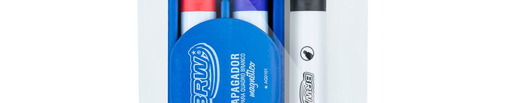 Kit 3 Marcador Quadro Branco C/ Apagador Magnético AG0103 - BRW