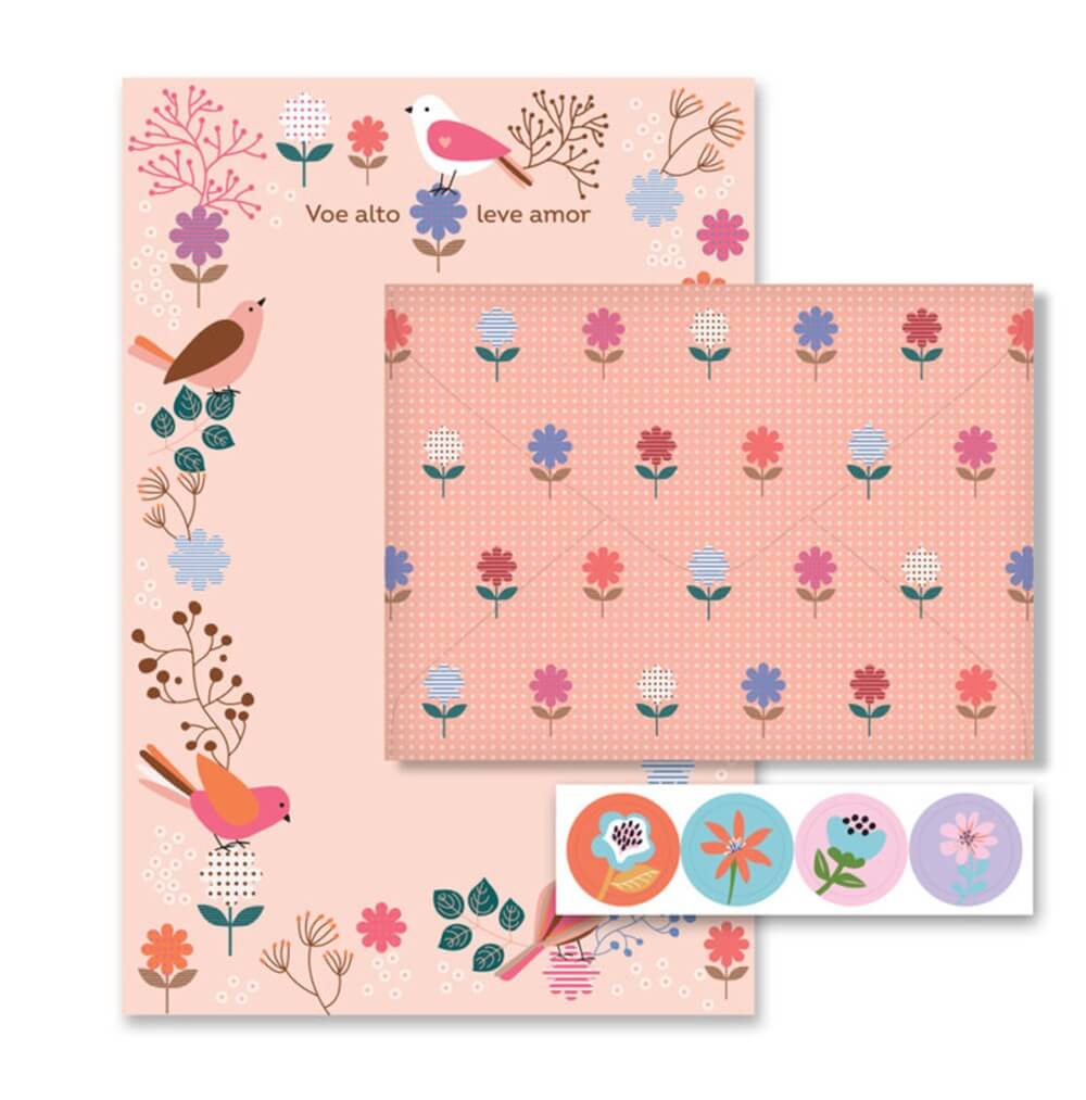 Papel de Carta 4 Fls e 4 Envelopes Leve Amor 1733 - Fina Ideia