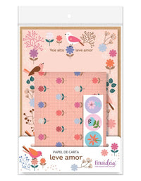 Papel de Carta 4 Fls e 4 Envelopes Leve Amor 1733 - Fina Ideia
