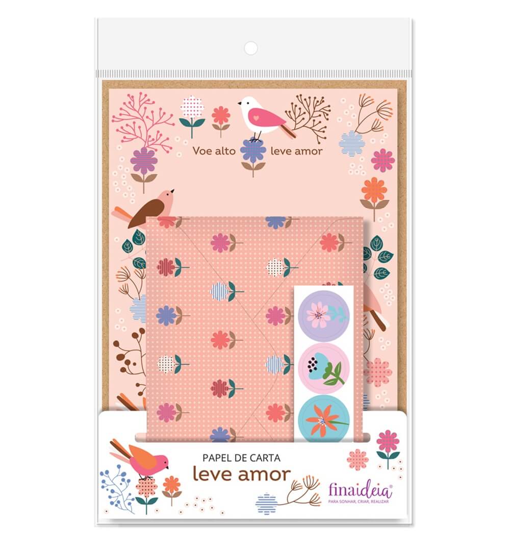 Papel de Carta 4 Fls e 4 Envelopes Leve Amor 1733 - Fina Ideia