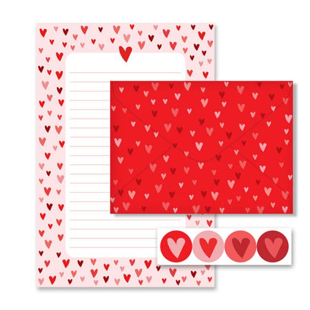 Papel de Carta 4 Fls e 4 Envelopes Coração 1736 - Fina Ideia