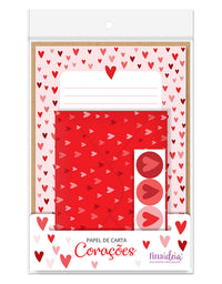 Papel de Carta 4 Fls e 4 Envelopes Coração 1736 - Fina Ideia
