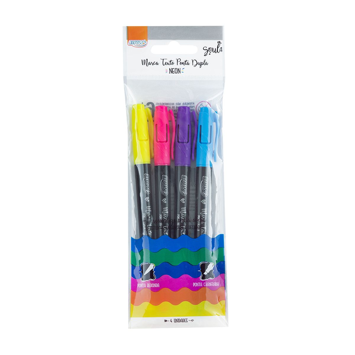 Marca Texto Ponta Dupla Neon Soul 4 Cores CA2021 - BRW
