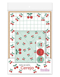Papel de Carta 4 Fls e 4 Envelopes Cereja 1739 - Fina Ideia
