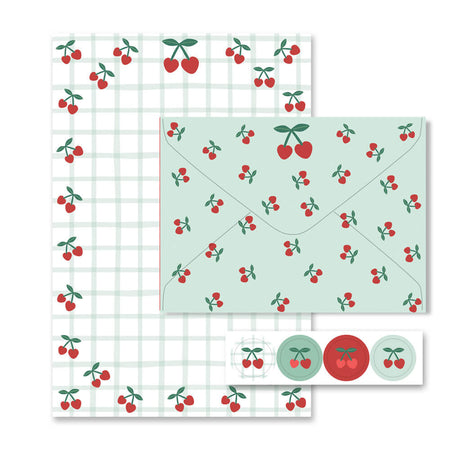 Papel de Carta 4 Fls e 4 Envelopes Cereja 1739 - Fina Ideia