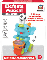 Brinquedo Elefante Musical com Luz e Som 180-1 - Braskit
