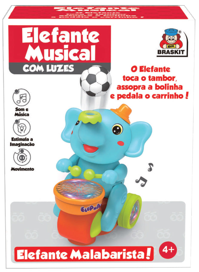 Brinquedo Elefante Musical com Luz e Som 180-1 - Braskit