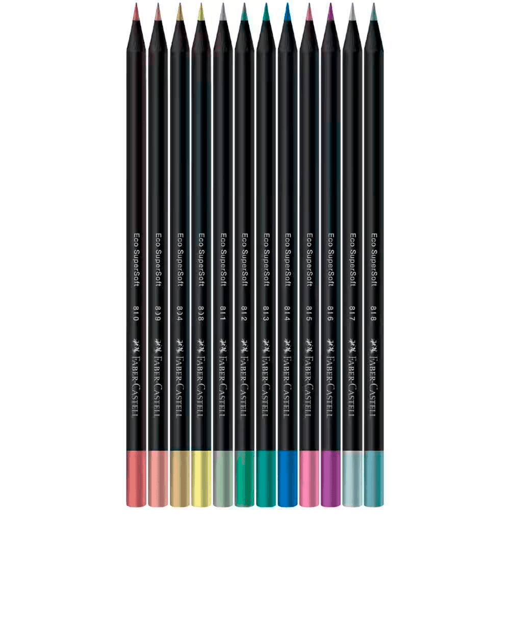 Lápis De Cor Supersoft Redondo 12 Cores Matálica 210722 -  Faber-Castell