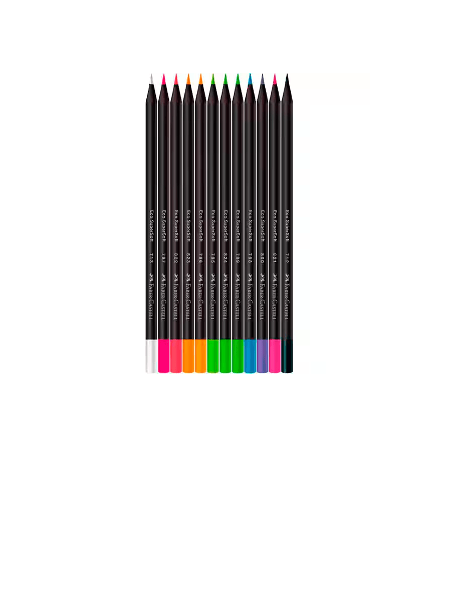 Lápis De Cor Supersoft Redondo 12 Cores Neon 210744 -  Faber-Castell