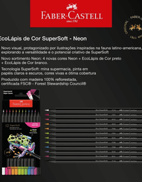 Lápis De Cor Supersoft Redondo 12 Cores Neon 210744 -  Faber-Castell
