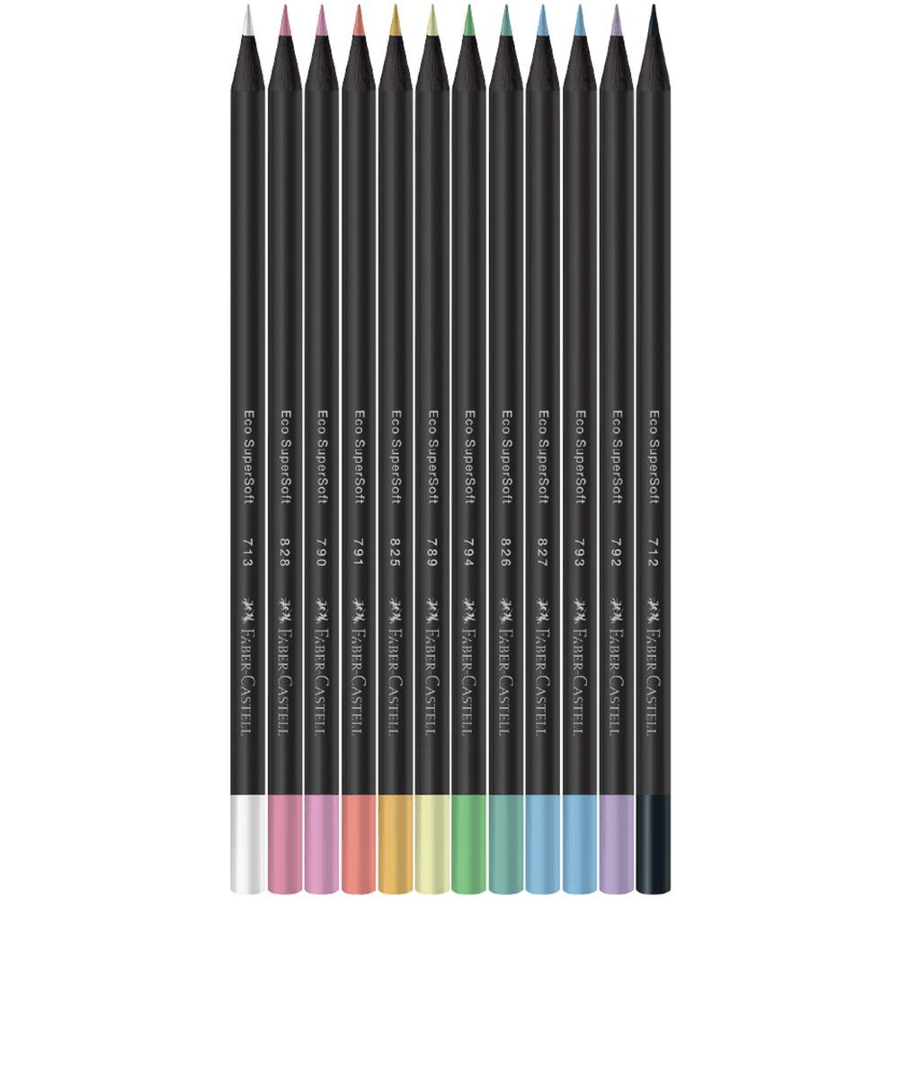 Lápis De Cor Supersoft Redondo 12 Cores Pastel 210745 -  Faber-Castell