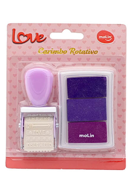 Carimbo Rotativo Lilás 12 Imagens Com Estojo 4 Cores 23211 - Molin