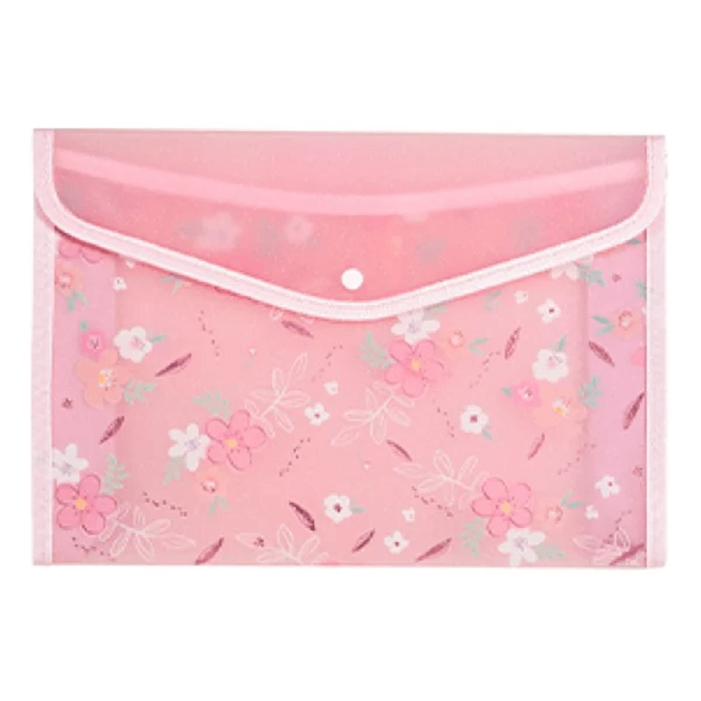 Pasta com Botão Love Flowers Rosa 33 X 23.5 cm. 23216 - Molin