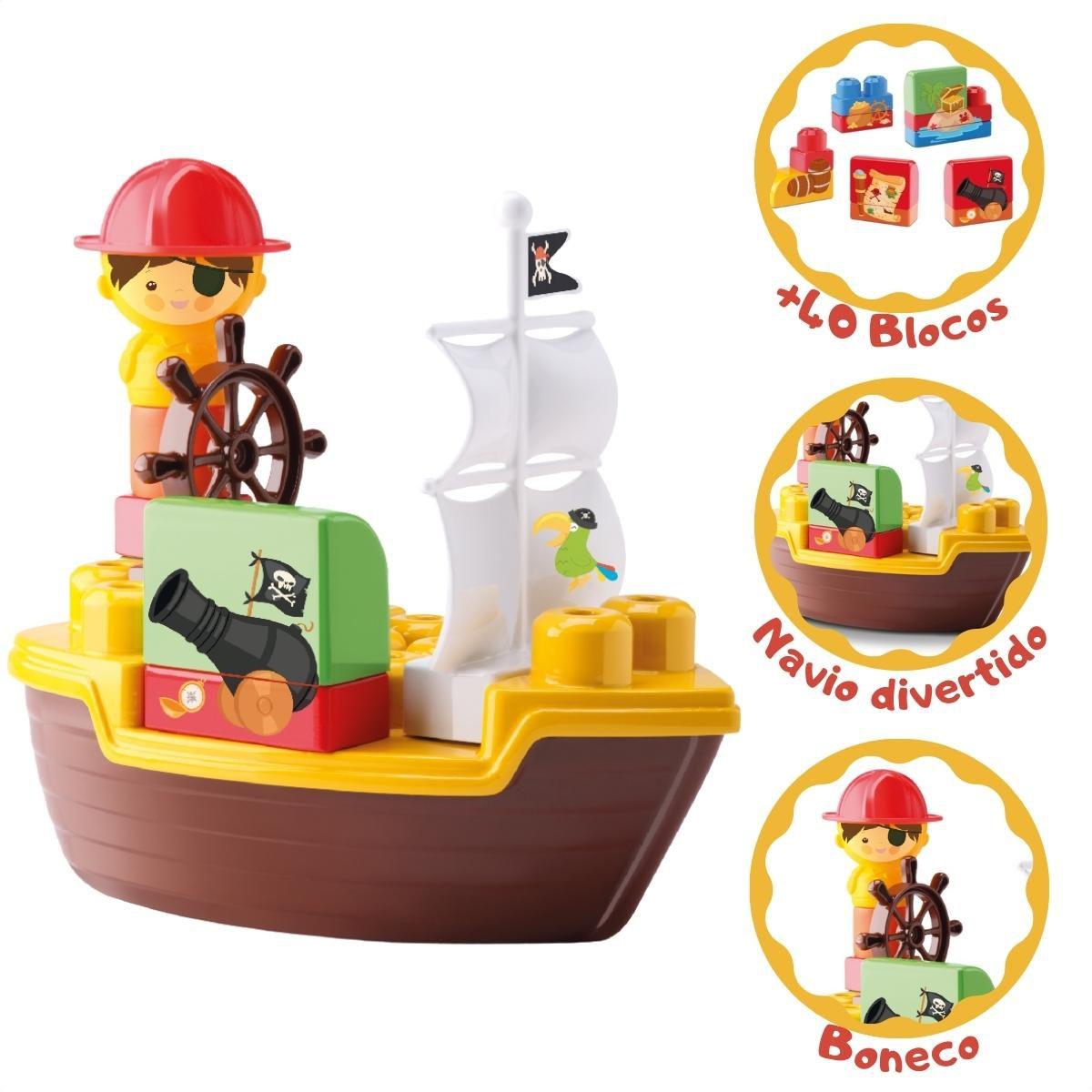 Blocos de Montar Tchuco Blocks Pirata 49 Pçs 0254 Samba Toys